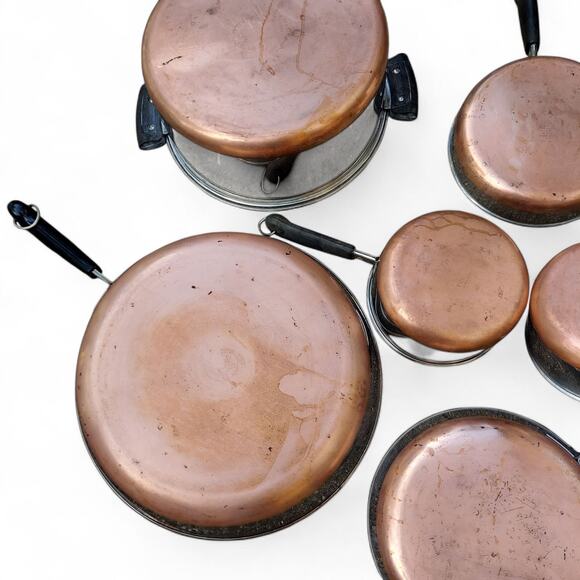 Revere Ware Copper Bottom Cookware Set Lot of 15 Vintage All American Made - Picture 9 of 13